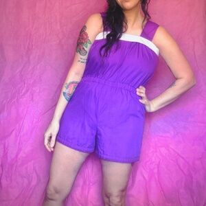 70s Vintage Purple Romper Playsuit Rollerwave